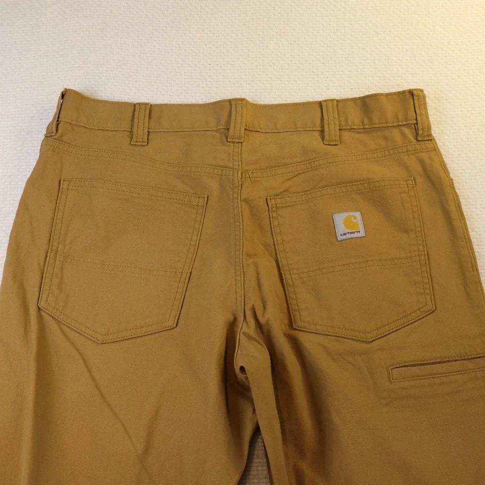 Carhartt Mens 34x32 Work Pants Brown Rugged Flex Relaxed Fit Canvas BN2517-M
